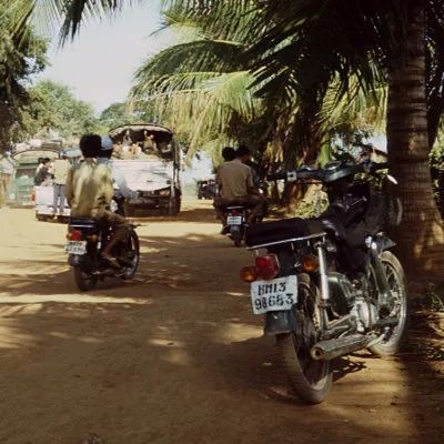 Main street, Udong, with my moped